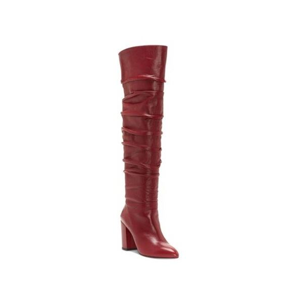 INC International Concepts Tabithaa Leather Over The Knee Boots Merlot 8.5 NWB - Picture 3 of 10